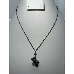 Dark Gunmetal Goth Y Beaded Necklace